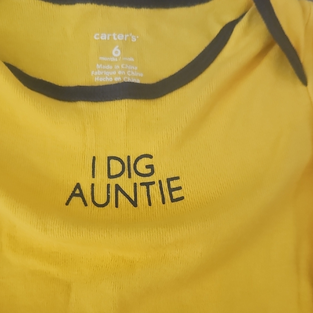 Carter's Yellow and Navy Baby Auntie Onesies - 6 Month - Picture 2 of 6